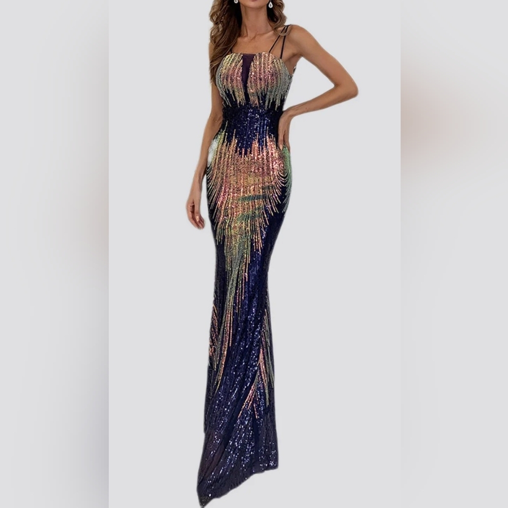 Missord Sequin Gradient Spaghetti Formal Dress Size Medium